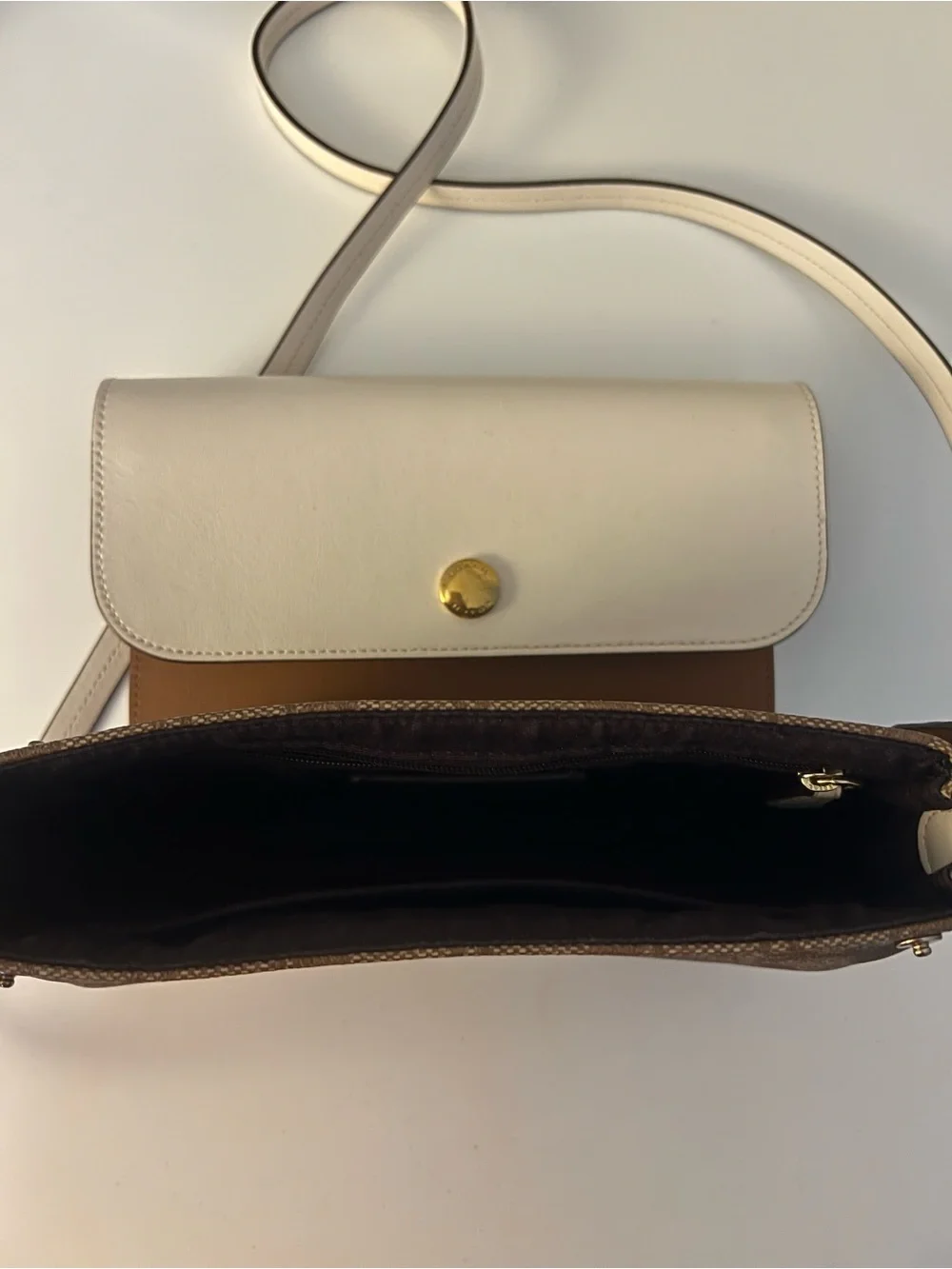 Coach White & Brown Signature Crossbody Bag - Picture 6 of 9